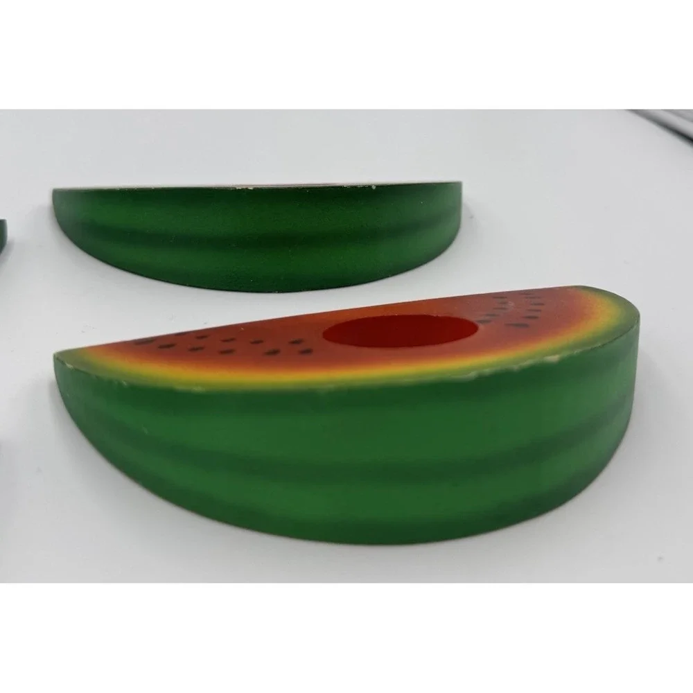 Set Of‎ 4 Wood Watermelon Napkin Rings 4th Of July Summer Picnic Holiday